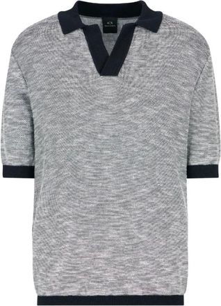 A|X Armani Exchange Tops, Heren, Veelkleurig, XL, Katoen, Polo Shirt Korte Mouw Blauw Wit