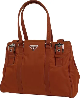 Prada Orange Nylon Handbag Tote Bag (Pre-Owned)