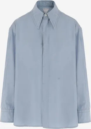 Bottega Veneta Womens Shirt Light Blue Silk-Blend Viscose