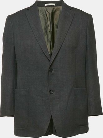 Armani Black Linen Blend Sartorial Deco Blazer