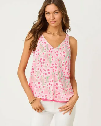 Lilly Pulitzer Florin Reversible Straight Hem Top In Conch Shell Pink