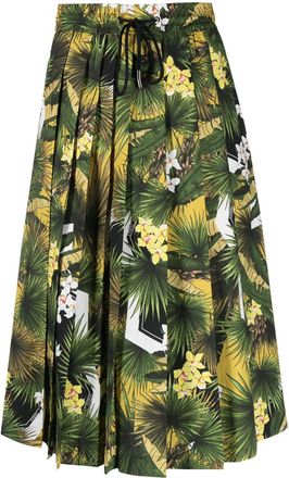 Iceberg tropical-print pleated skirt - women - Cotton - 38 - Green