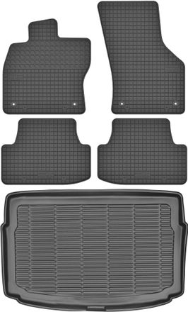 OEM Volkswagen Polo Vi Hatchback De 2017 (juego) - Alfombrillas De Goma Para Coche + Alfombrilla Para Maletero
