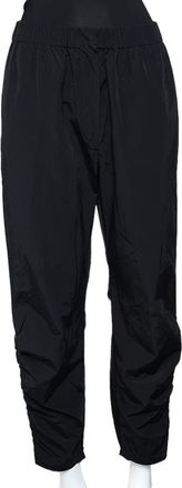 Sportmax Black Synthetic Contrast Trim Ruched Zip Detail Pants
