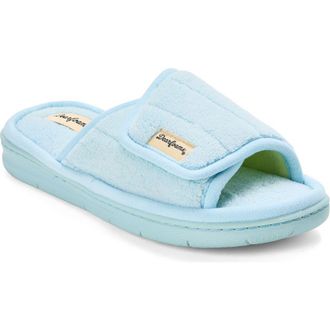 Dearfoams Mickey Terry Adjustable Shower Slide Slipper in Blue Wash at Nordstrom, Size X-Large