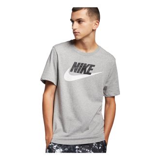 Nike Sportswear Logo Printing Sports Quick Dry Knit Short Sleeve Gray AR5005-063