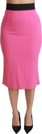 Dolce & Gabbana Roze damesrok met hoge taille en kokeruitsnijding, midi, viscose