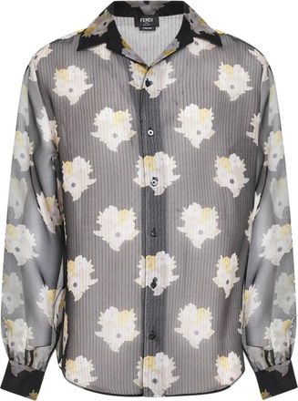 Fendi Casual Shirts, male, Multicolor, Size: S Printed Organza Shirt