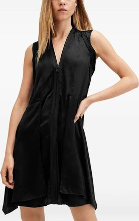 AllSaints Abito corto Jayda con scollo a V e zip - Nero