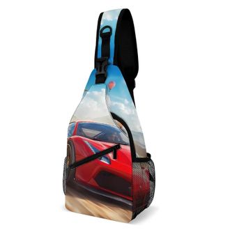 Generic Car Racing Unisex Shoulder Bags Casual Crossbody Chest Bag Sling Backpack for Hiking Cycling Travel