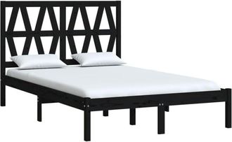 vidaXL Vidaxl - Estructura De Cama De Madera Maciza De Pino Negra 140x190 Cm