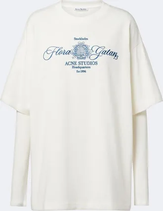 Acne Studios Layered embroidered cotton jersey T-shirt