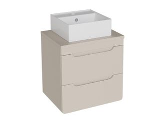 Vente-Unique Mueble de ba&ntilde;o suspendido con lavabo sobre encimera cuadrado - Beige - 60 cm - ARUBA