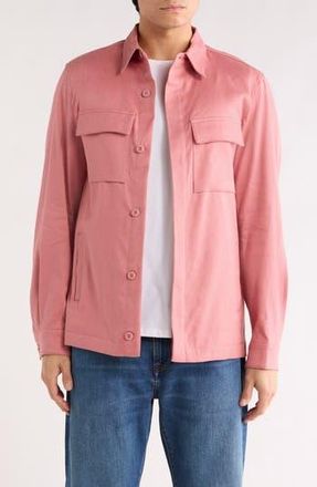 Bugatchi Linen & Cotton Button-Up Shirt Jacket in Dusty Pink at Nordstrom Rack, Size X-Large