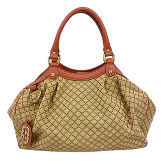 Gucci Brown Pink Canvas Tote Bag (Pre-Owned)