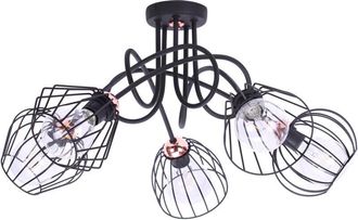 OEM L&aacute;mpara Colgante De Techo Loft Negra Con Pantallas De Alambre