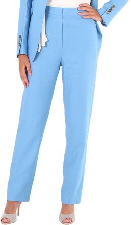 Burberry Ladies Blue Topaz Jersey Sash Detail Tailored Trousers, Brand Size 4 (US Size 2)