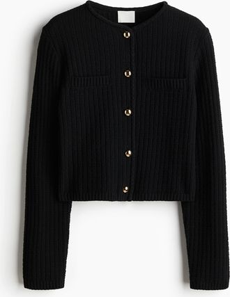 H&M Cardigan mit Perlmuster - Schwarz