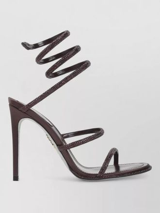 Rene Caovilla high heel satin sandal crystal straps