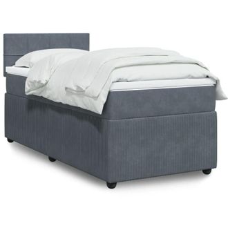 vidaXL Cama Box Spring Con Colch&oacute;n Terciopelo Gris Oscuro 90x200 Cm Vidaxl