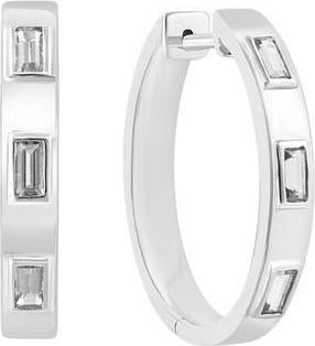 Effy White Topaz Hoop Earrings in Silver/White at Nordstrom Rack