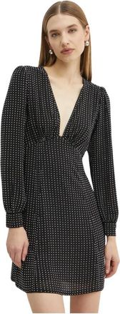 Michael Kors Rhinestone Georgette Jurk - Dames - Feestkleedjes - Zwart - L - Polyester - Kleedjes