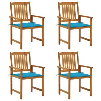 vidaXL Sillas De Jard&iacute;n Con Almohadillas 4 Pcs Acacia Madera
