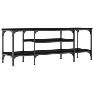 vidaXL Vidaxl - Mueble De Tv Hierro Y Madera Contrachapada Negro 121x35x45 Cm
