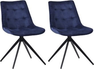 Clp Clp - Lote De 2 Sillas De Comedor Merna Azul Oscuro Terciopelo