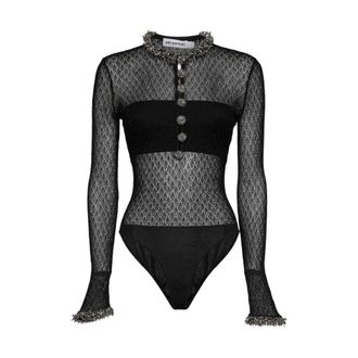 Self Portrait Body de punto calado con adorno - Tops - Mujer - Negro - S