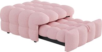 STILVORA Banqueta Convertible 1 Plaza 2-en-1 En Tejido Teddy Con Reposapi&eacute;s, Asiento Acolchado Suave Y Ahorro De Espacio, Rosa