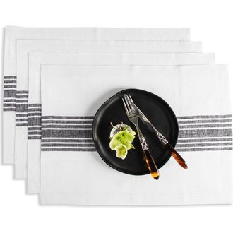 Solino Home Linen Placemats - Farmhouse, 14 x 19 in Black And White at Nordstrom, Size Medium