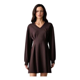 A|X Armani Exchange Uitlopende Viscose Jurk - Dames - Jurken - Bruin - Maat: M Viscose