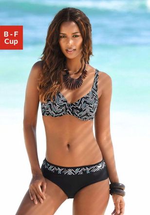 Lascana B&uuml;gel-Bikini LASCANA, Damen, Gr. 36, Cup B, schwarz (schwarz, bedruckt), Polyamid, bedruckt, Bikini-Sets B&uuml;gel-Bikini, im grafischen Druckdesign
