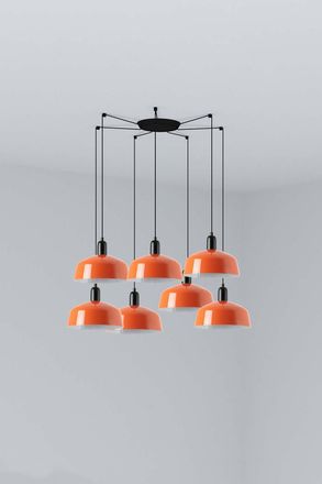 Netlighting Tatawin Medium Cluster Pendant Black Gloss Reddish Orange 7x E27