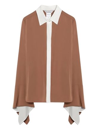 Max Mara long-sleeve color-block shirt - women - Silk - 42 - Brown