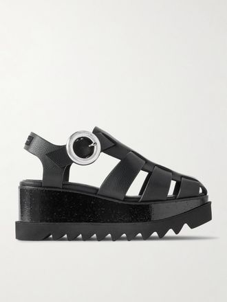 Stella McCartney Sandali In Materiale Riciclato Con Zeppa Elyse - Nero