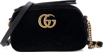 Gucci Borsa a tracolla GG Marmont piccola in velluto matelass&eacute; - Nero