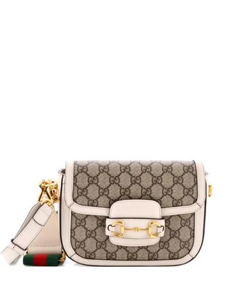 Gucci Horsebit 1955 Shoulder Bag GG Coated Canvas with Leather Mini crossbody bag - Neutrals