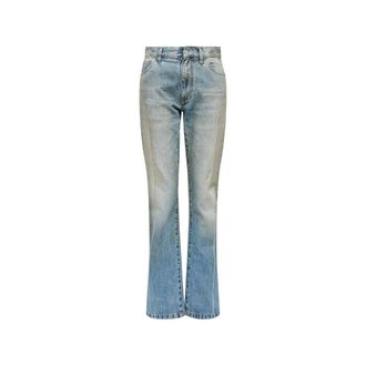 Maison Margiela Flared Jeans, female, Blue, Size: W26 Five-Pocket Back Patch Straight Leg Jeans