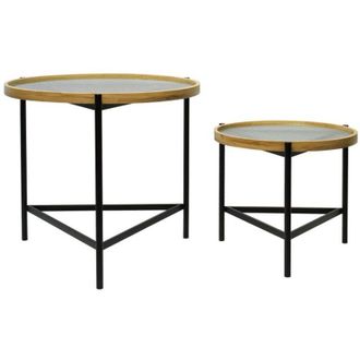 DKD Home Decor Set di 2 tavoli DKD Home Decor Nero 64 x 64 x 55 cm 62 x 62 x 55,5 cm