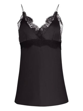 Nina Ricci lace V-neck silk top - Black