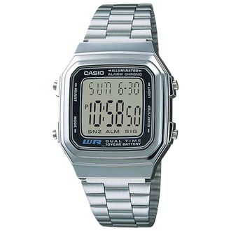 Casio Mens Vintage Digital Watch with Silver Band - A-178WA-1