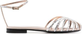 Alev&igrave; Star crystal-embellishment sandals - women - Calf Leather/Calf Leather/Calf Leather - 35 - Neutrals
