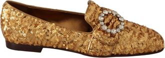 Dolce & Gabbana Platte Loafers - Dames - Loafers - Geel - 37 EU - Pailletten - Schoenen