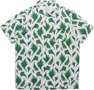 Nike Mens Nike Nigeria Feather Printing Woven Short Sleeve White Shirt CU1417-100