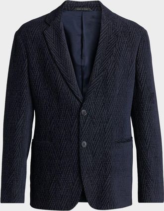 Giorgio Armani Men & apos;s Chevron Jacquard Single-Breasted Sport Coat