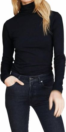 Emerson Fry Long Sleeve Little Turtleneck Top In Black Organic