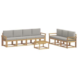 vidaXL Conjunto De Sof&aacute;s De Exterior 8 Pcs Blanco Y Gris Claro Vidaxl