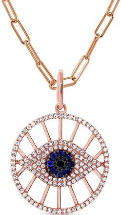 Sabrina Designs 14K Rose Gold 0.46 Ct. Tw. Diamond & Gemstone Evil Eye Necklace